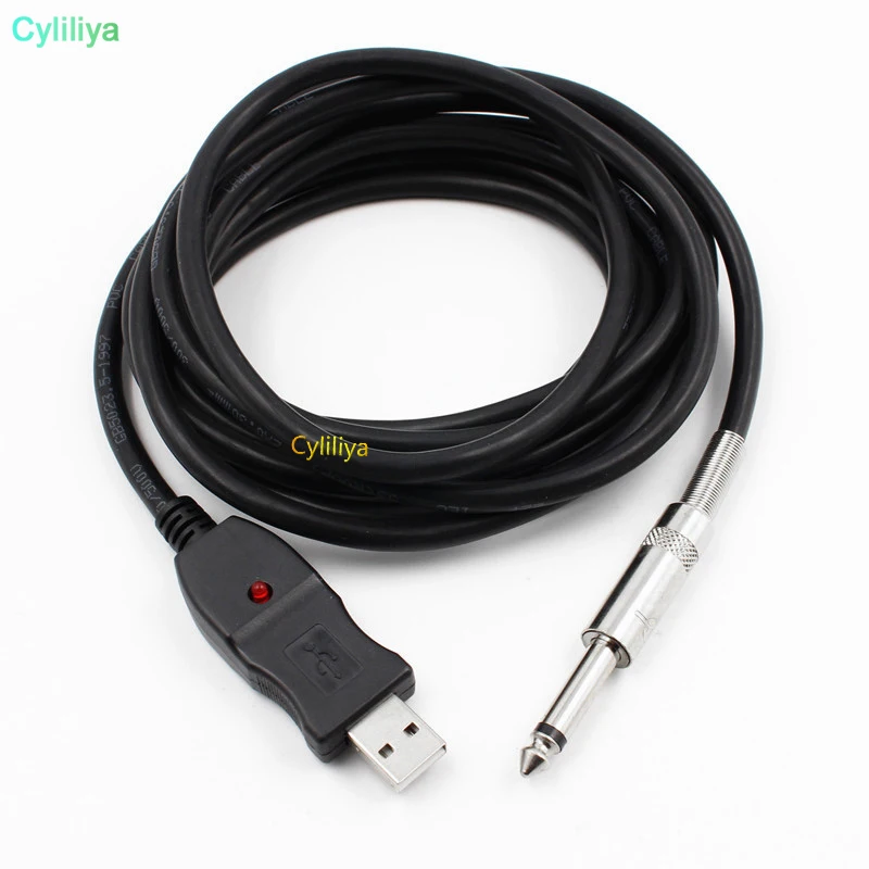 Dhl или fedex 100 шт. гитарный бас 1/4 6 3 мм к USB интерфейсу подключения ПК аудио адаптер