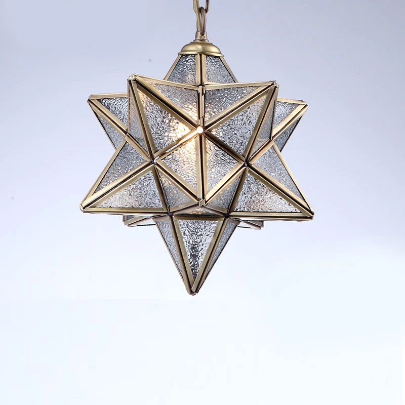 

American multiangular pendant light balcony aisle lights bar European single head copper plated Thorn ball glass pendant lamp