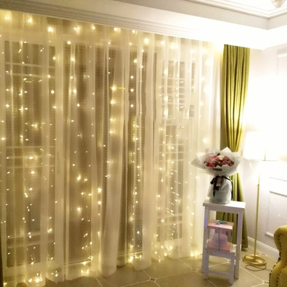 

4.5*3Meter 300leds Curtain LED String Lights New Year Christmas Garlands Fairy Party Garden Wedding Decoration fairy 4 Colors KL