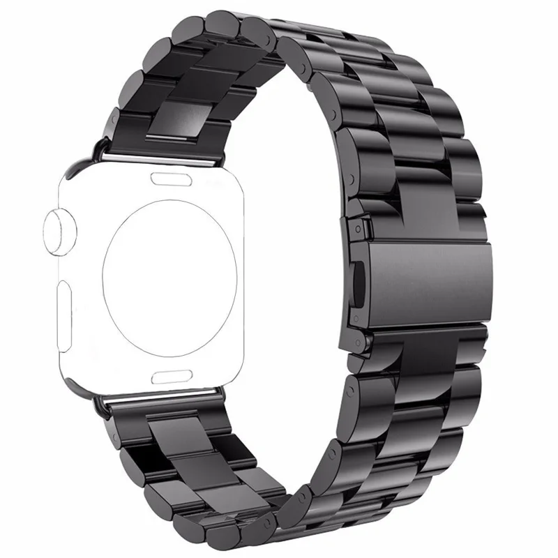 black Роскошный ремешок из нержавеющей стали для Apple watch 4, 5, ремешок 42 мм/38 мм iWatch, ремешок 44 мм/40 мм, металлический браслет для часов 3, 2, 1, аксессуары - Цвет ремешка: black