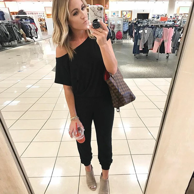 Женские сексуальные с открытыми плечами эластичные талии луч ноги Комбинезоны