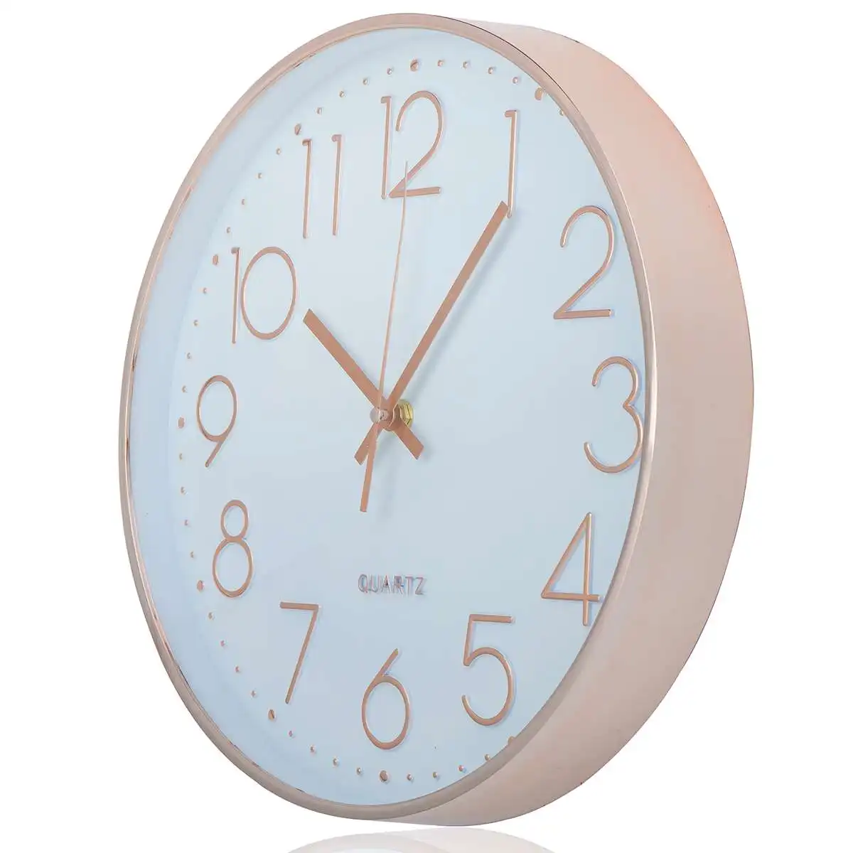 Бесшумные настенные часы цвета розового золота и черного для спальни гостиной