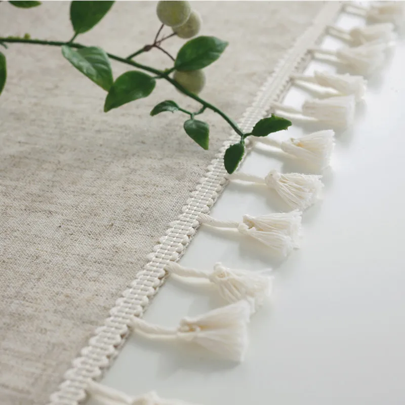 Solid Color Table Cloth Rectangular Tablecloth Dining Cover Decorative with Tassel Party Banquet | Дом и сад