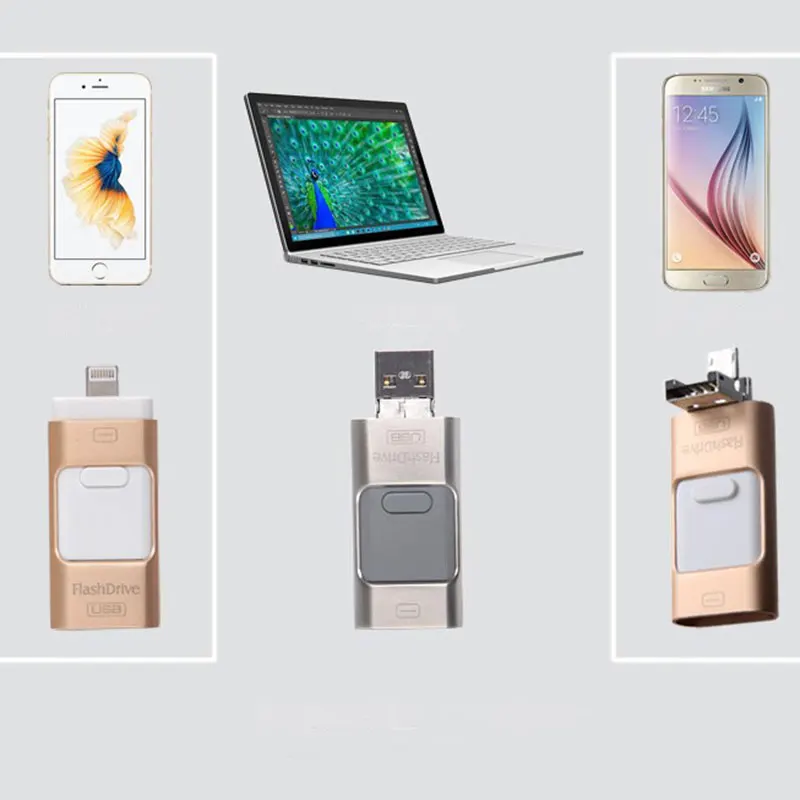 Флэш-накопитель USB OTG 16 ГБ 32 64 флешки для iPhone 6 плюс 5 5S Ipad ручка привода HD Memory Stick