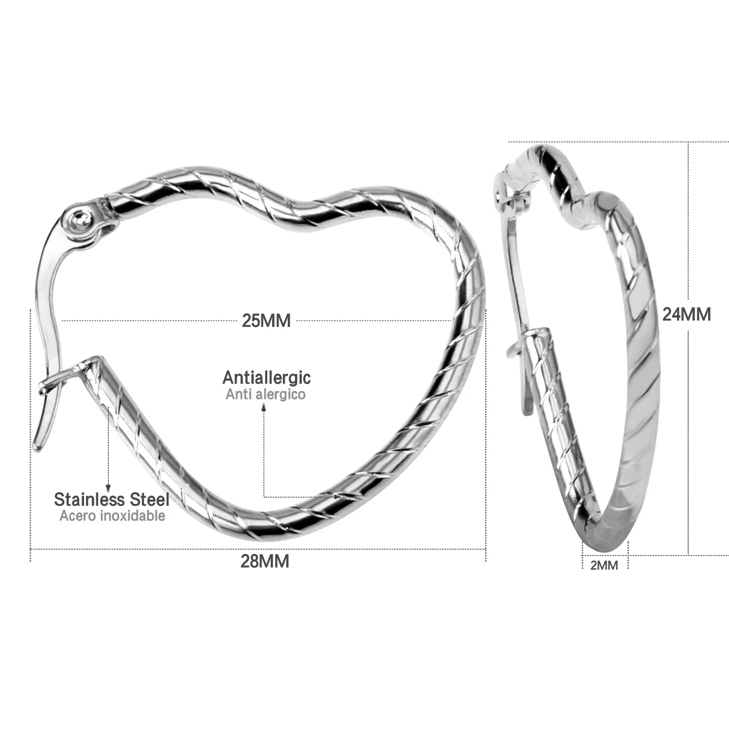 Серьги LUXUSTEEL 2020 Женские аксессуары золотое сердечко серебряного цвета серьги