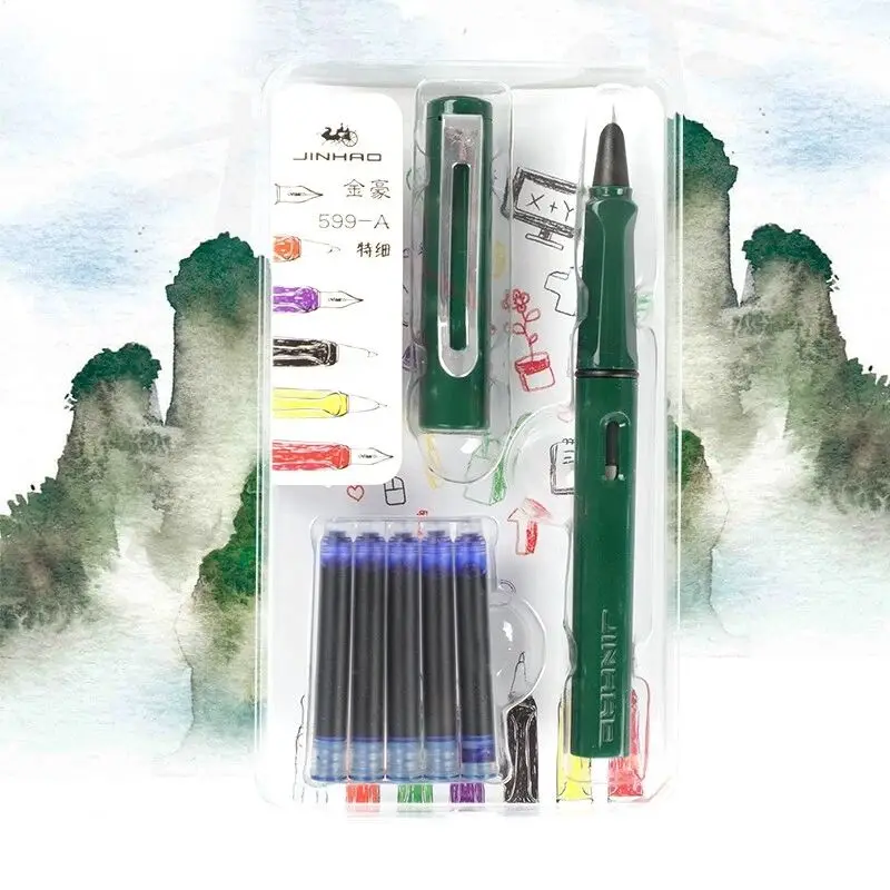 599aPKjunlv0.38 Jinhao 599a авторучка набор каллиграфия ручка Dolma Kalem Pluma Студенческая со съемным чернильным мешком ручка подарок для мальчиков и девочек прекрасный - Цвет: 599aPKjunlv0.38