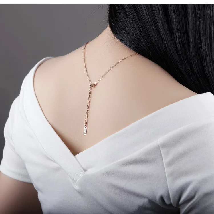 Sweet Pendant Necklaces Heart Rose Gold Stainless Steel Round Pure White Cubic Zircon Link Chain Romantic Designer Women Jewelry | Украшения