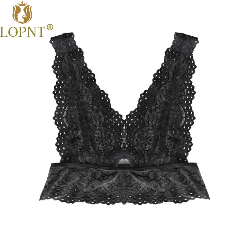 LOPNT новый сексуальный бюстгальтеры Глубокий V plus size lace bralette выдалбливают push up