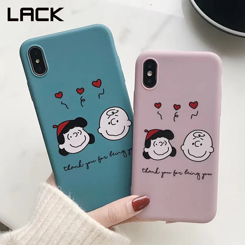 WOTP Couple Cute Cartoon Love Heart INS Soft TPU Phone Case For iPhone XR X XS Max iphone 7 6 6S 8 Plus Back Cover |