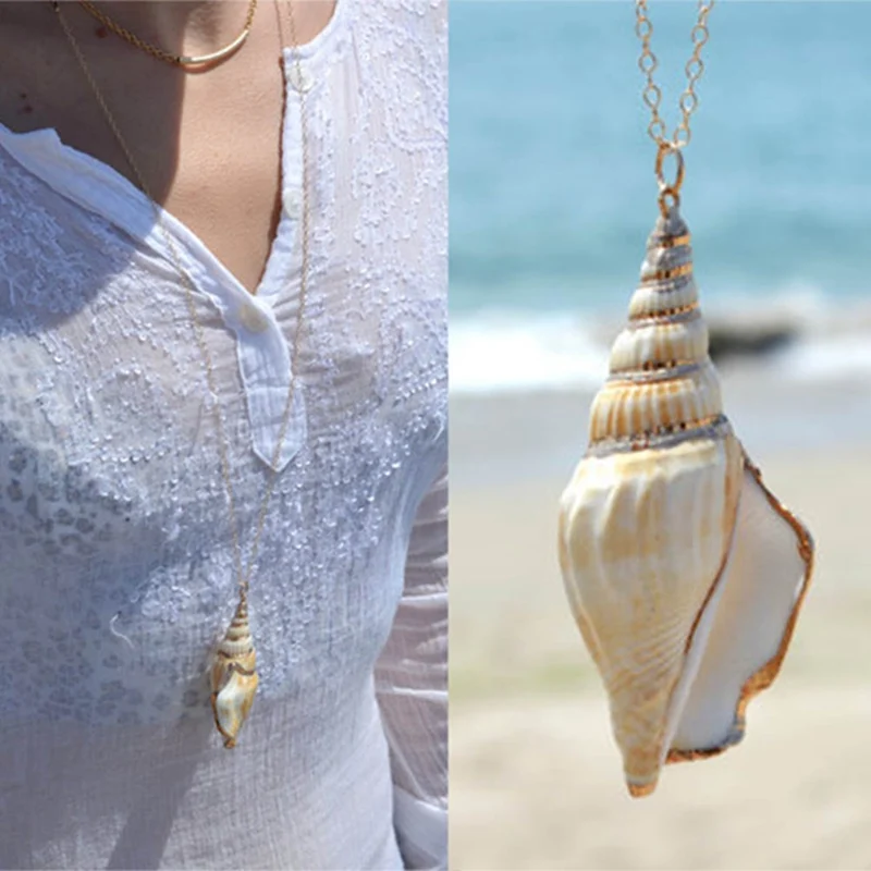 New Fashion Hawaii Style Beach Sea Ocean Winds Chain Necklace Conch Shell Pendant Collar For Women Gift Free Shipping | Украшения и