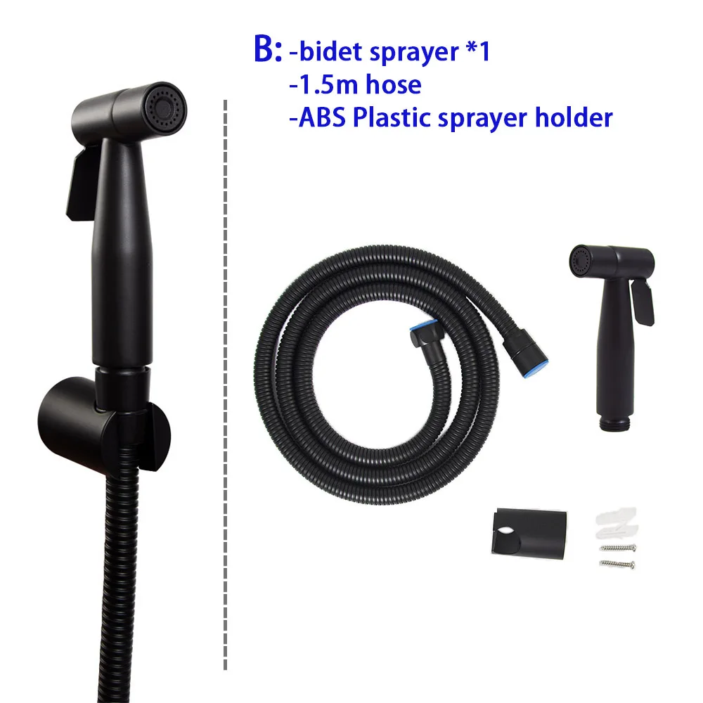 B bidet sprayer kit. Мате Черный Ванная комната Туалет Биде опрыскиватель кран ручной держатель воды смеситель комплект для биде. Набор 1,5 метровый душевой шланг 4 варианта выбора - Цвет: B bidet sprayer kit.