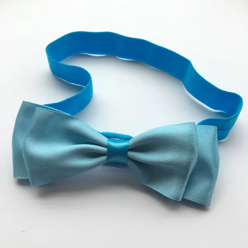 Blue Factory direct children's hair band Princess double red bow hair rope baby headband full moon - Color: Blue