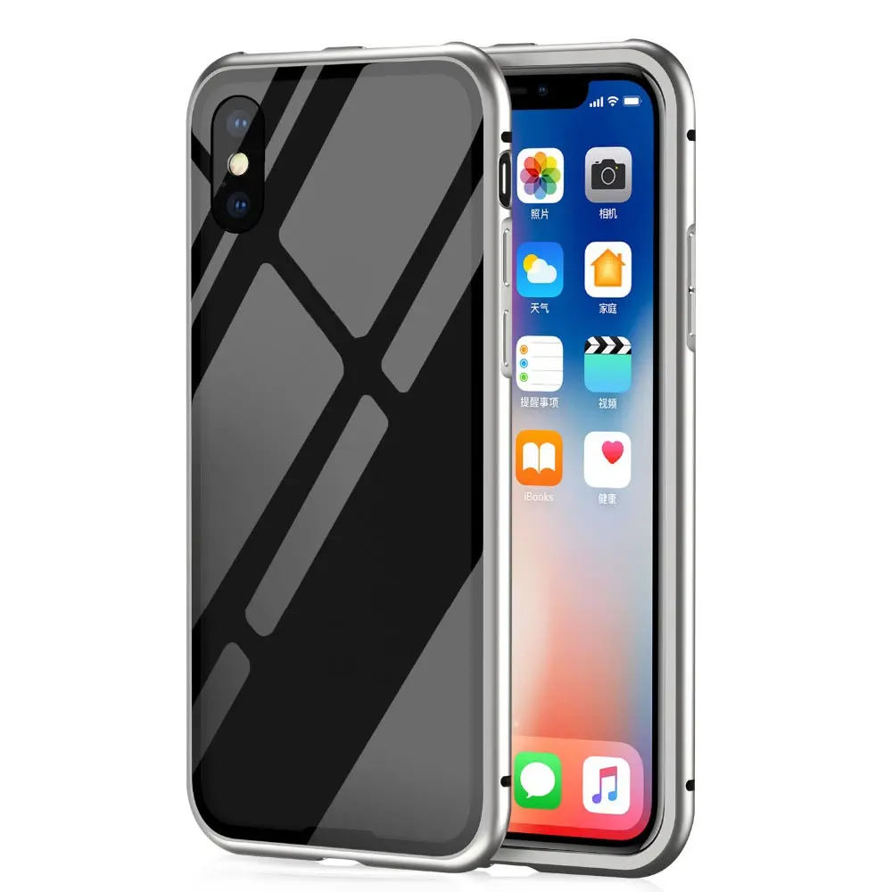 Suntaiho Магнитный адсорбционный чехол для iPhone 7 plus металлический бампер + 9H из