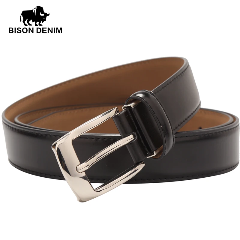 BISON DENIM Высококачественный ремень из коровьей кожи для мужчин деловой мужской