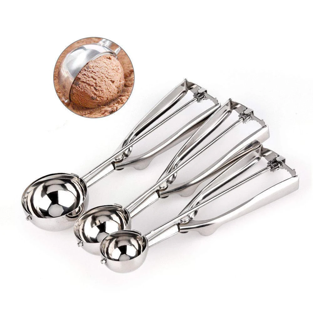 3Pcs/set Stainless Steel Ice Cream Muffin Scoop Mashed Potato Fruit Kitchen Tools Eating Accessories | Дом и сад
