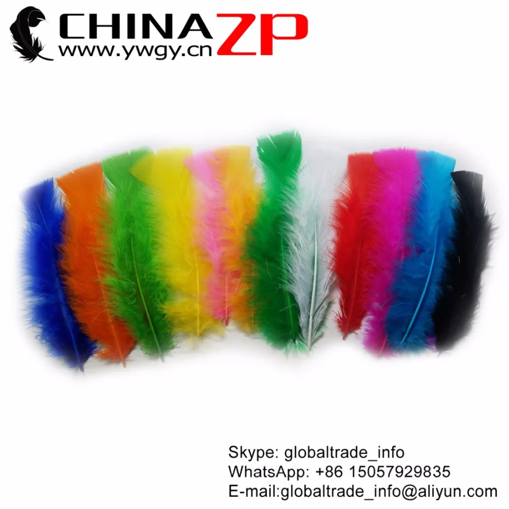 

Yiwu ZP Crafts Co., Ltd Colorful 200 pieces/lot High Quality Dyed Mix Turkey T-Base Plumage Feathers for Jewelry Making