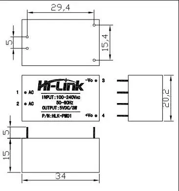 HLK-PM01 HLK-PM12 HLK-PM03 совершенно аппарат не Привязанный к оператору сотовой связи HI-Link AC-DC изолированный понижающий модуль питания 220v to3.3/5/12 V умный дом