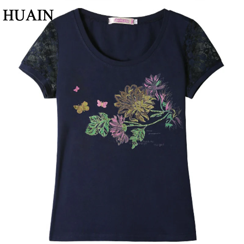 Футболка с цветочным принтом женская летняя 2019 Новая повседневная футболка