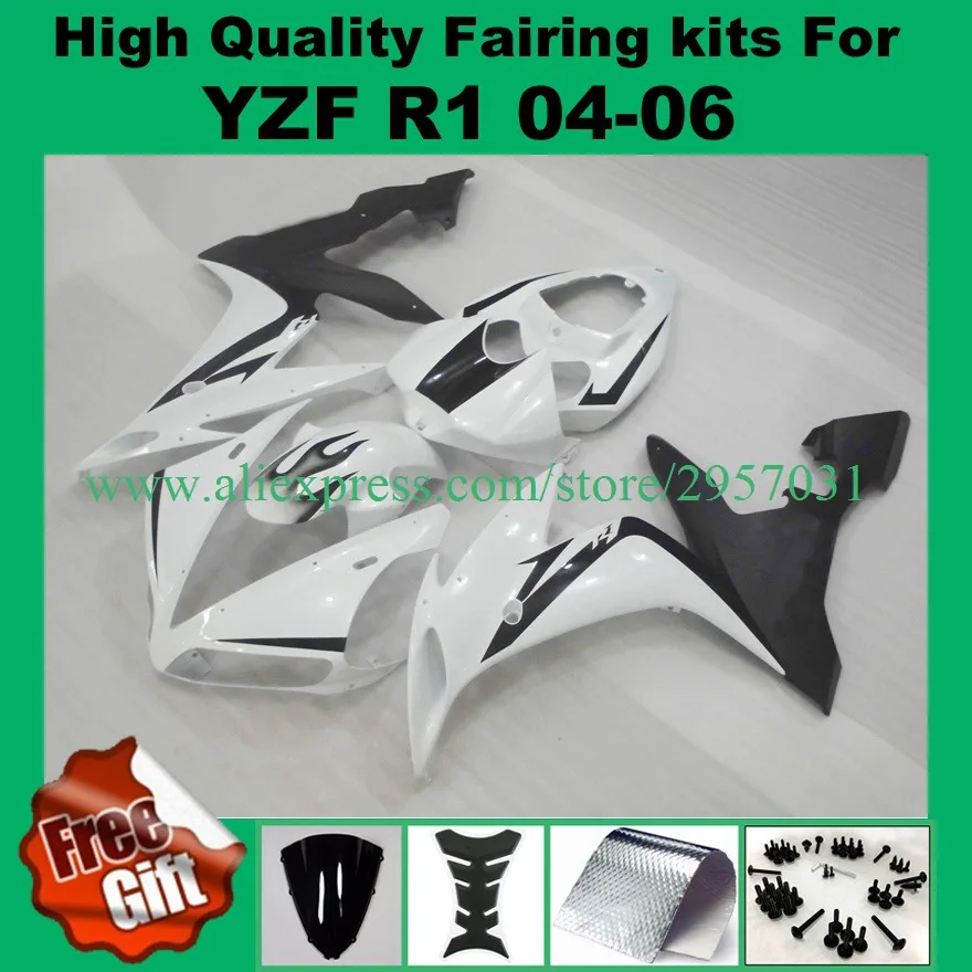 

Free screws+gifts Injection Mold For YAMAHA YZF-R1 2004 2005 2006 YZF R1 YZF1000 04 05 06 YZF 1000 04-06 Fairing Black White