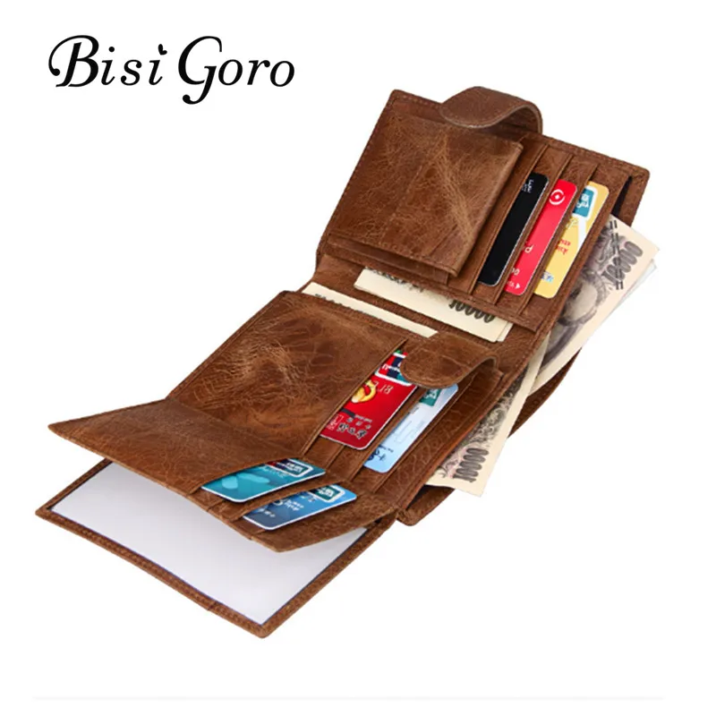 Винтажный Мужской кошелек besi Goro короткий вертикальный из коровьей кожи