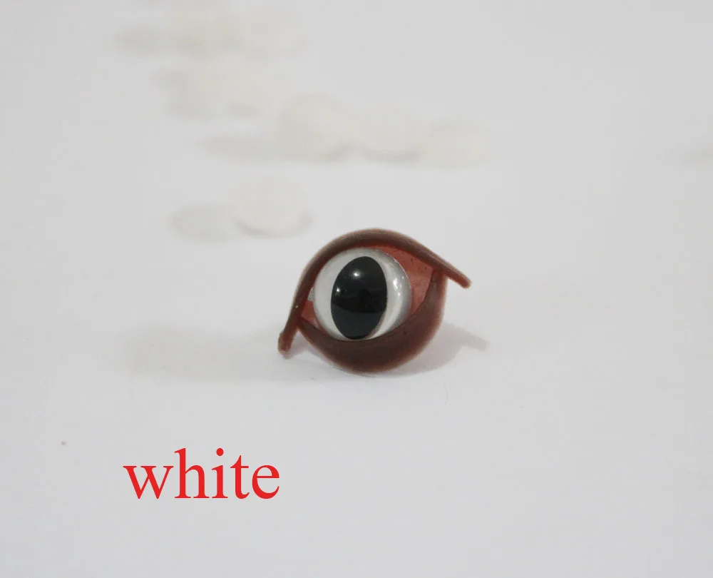 white color 20 шт./лот, новинка, милые игрушечные глаза кошки 9 мм, пластиковые безопасные глаза+ коричневое игрушечное ВЕКО для diy, сделай сам-выбор цвета - Цвет: white color
