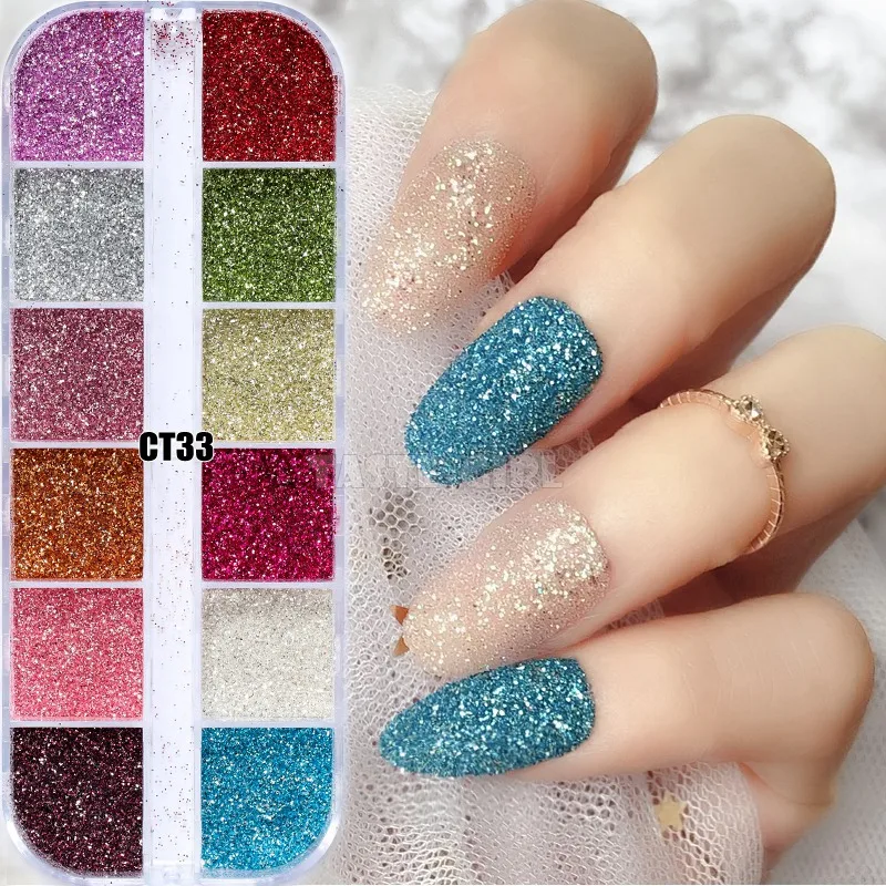 1 коробка голографические блестящие зернистые Блестки для ногтей порошок