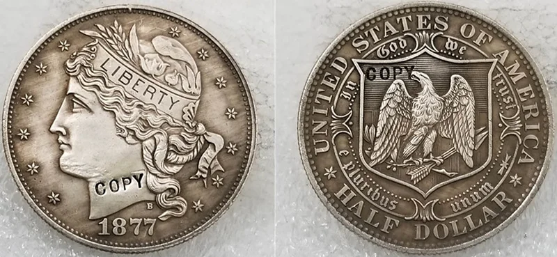 Копия копии 1877 полдоллара шаблоны монеты КОПИЯ - Цвет: 1877 Banded Cap Head