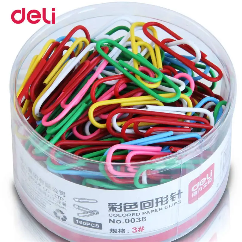 

Deli MIX Color Paper Clips Student Stationery Large Metal 160 Pcs A Set Metal Clips Office Learn Student Clips