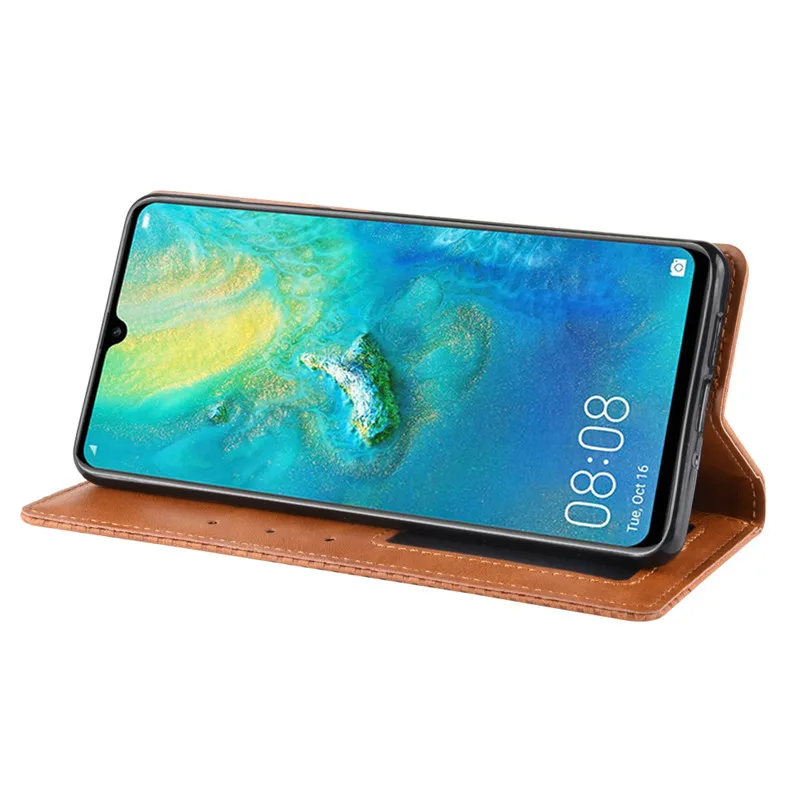 Тонкий кожаный флип-чехол в стиле ретро для Huawei P30 Pro чехол-кошелек с подставкой