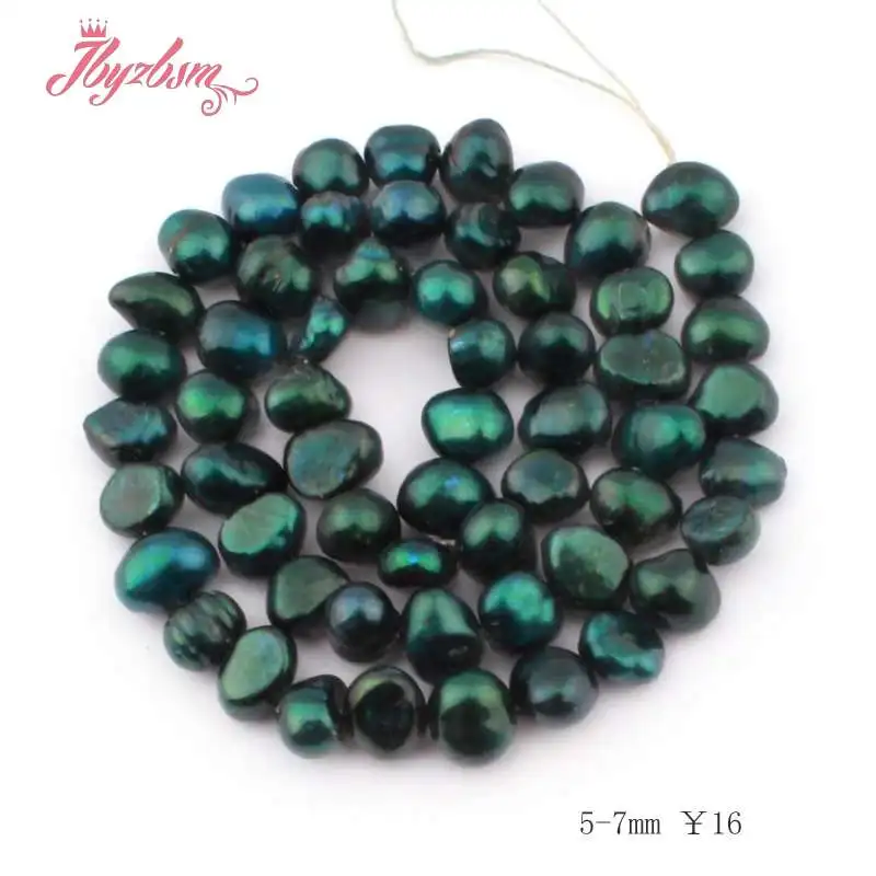Dark Green 5-7 мм Freeform пресноводный жемчуг Натуральный камень Бусины для DIY Цепочки и ожерелья bracelat ювелирных изделий Свободные Strand 1" - Цвет: Dark Green