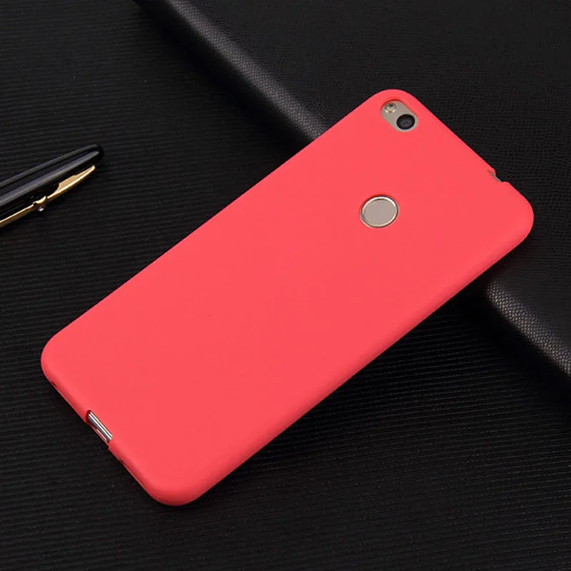 For Huawei P9 Lite 2017 Case P9Lite Silicone Back Cover Lite2017 Cases Simple Plain Color Coque Red |