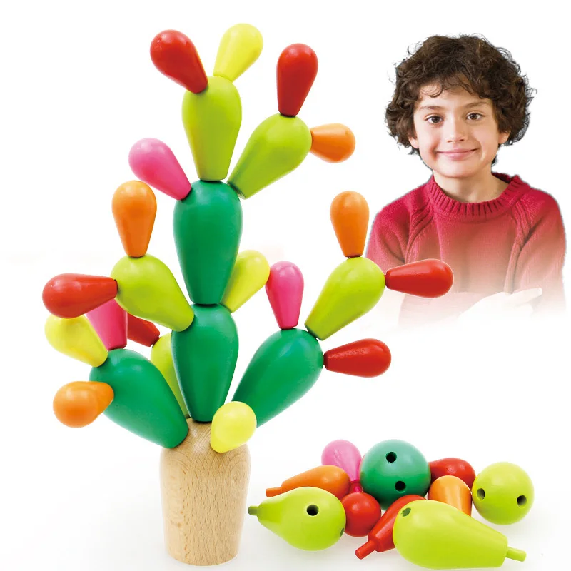 Новые деревянные пазлы кактусы игрушки для детей строительные мозаичные