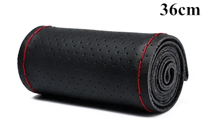 36 Red Thread Сделай Сам, натуральная кожа, оплетка, покрытие на руль, мягкая, не скользит,, Воловья кожа, на руль, для 36, 38, 40 см, размер - Название цвета: 36 Red Thread