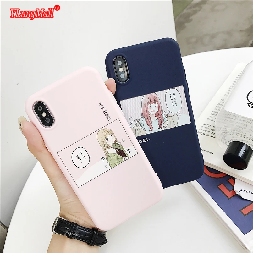 Милый Японский Корейский девушка шаблон телефон чехол для iPhone 6 S 8 7 Plus XR X мягкий TPU
