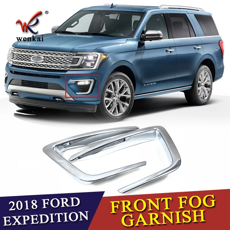 

Fit For Ford Expedition 2018 2019 ABS Chrome Front Fog Light Lamp Cover Trim Chromium Foglight Bezel Styling Decoration 2Pcs