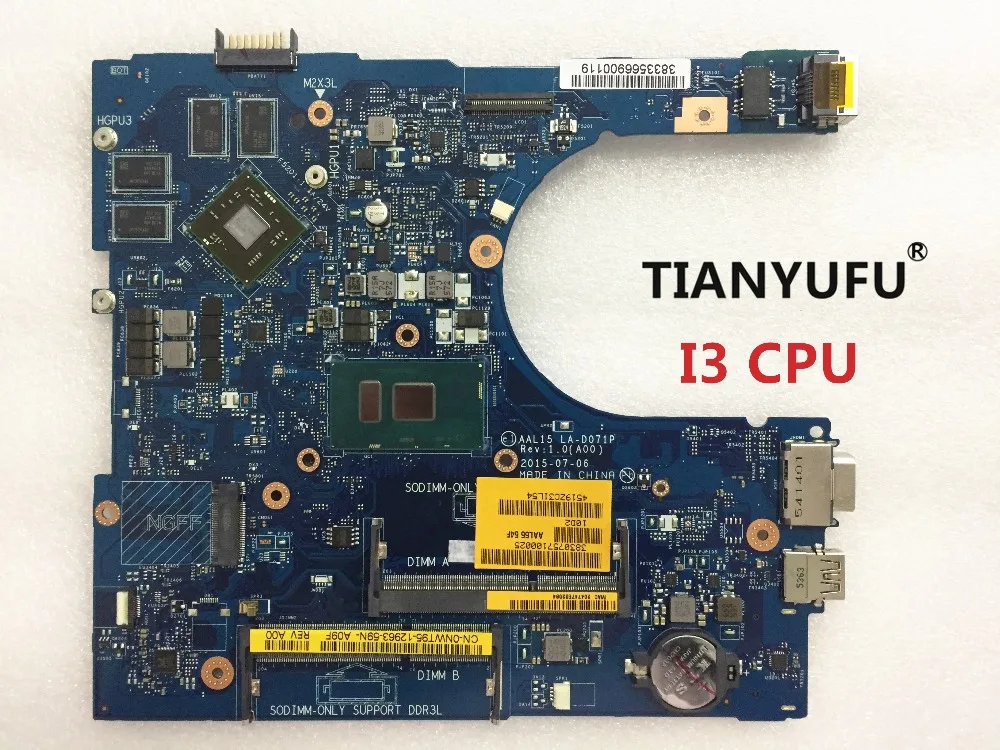 Для Dell Inspiron 15 5559 материнская плата для ноутбука AAL15 LA-D071P с i3-6100U материнская плата для процессора протестированная работа