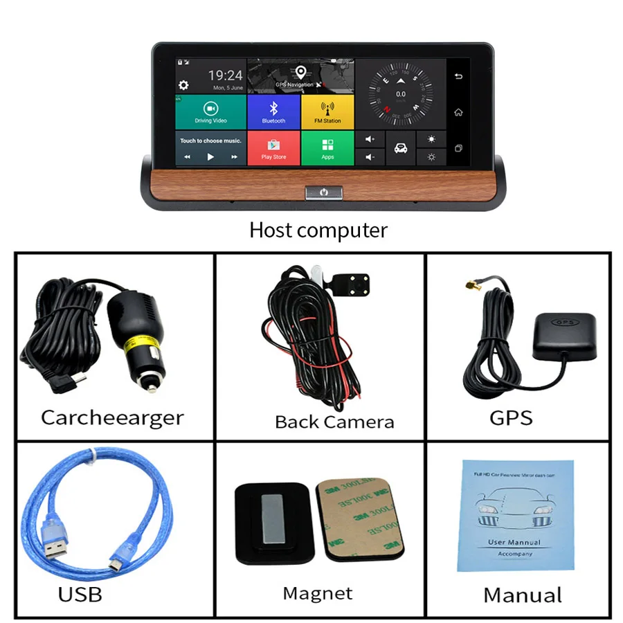 WHEXUNE 7," ips 4G Android Dash камера FHD 1080P Автомобильный видеорегистратор gps навигация Bluetooth двойной объектив Автомобильный видеорегистратор удаленный монитор