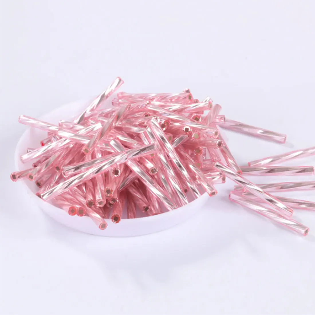 Pink Трубчатые бусинки для изготовления женской одежды Diy Швейные аксессуары 2,5 мм* 25 мм Твист Стеклярус 0/8 стеклянный бисер с отверстием бусины для ювелирных изделий - Цвет: Pink