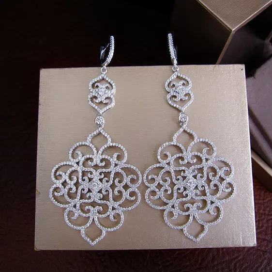 Женские серьги роскошные micro pave Установка AAA кубический цирконий чистый с