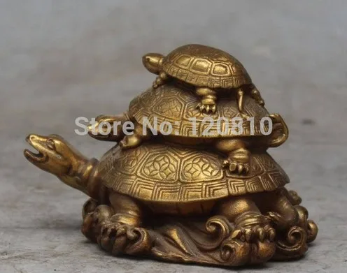 YM 324 5" Chinese Bronze Auspicious Feng Shui Wealth Animal 3 Turtle tortoise Statue | Дом и сад