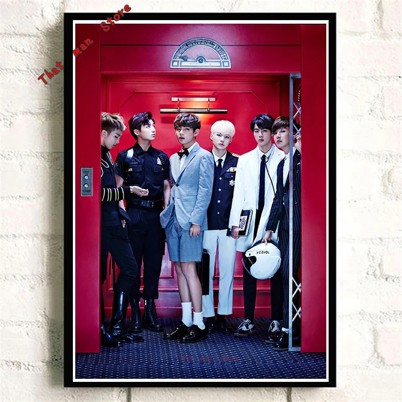 Kpop bangtan мальчики ясное изображение наклейки на стену украшение дома высокое качество принты RM Jimin Jin бумага с покрытием для домашнего искусства бренд - Цвет: Синий