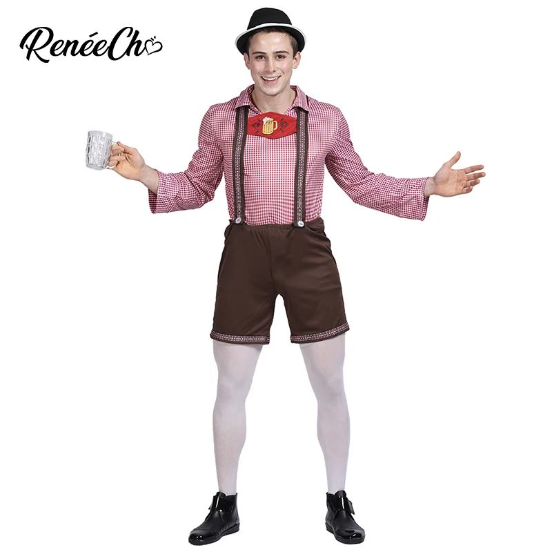 Reneecho костюмы на Хэллоуин для взрослых мужской костюм Lederhosen Косплей традиционный
