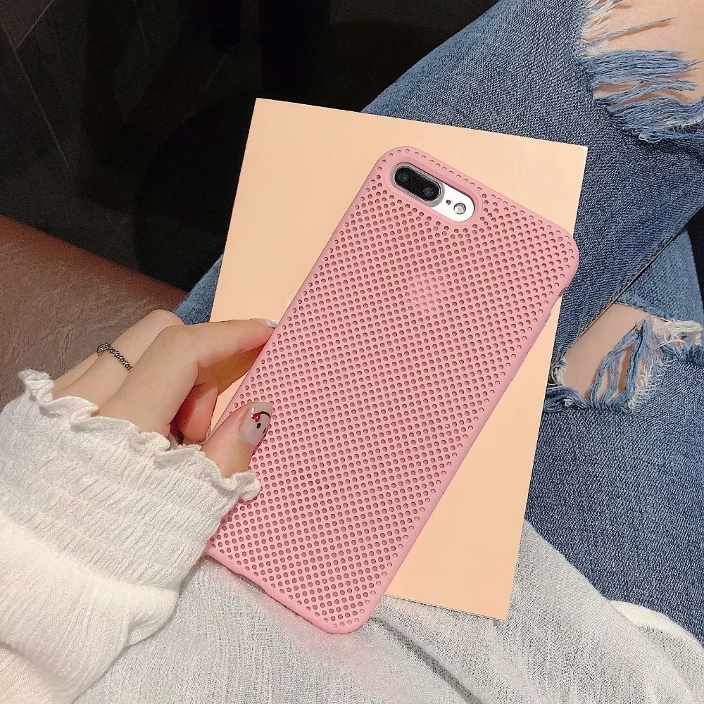 Яркие цвета силиконовые чехлы для телефонов iPhone 6 6S 7 8 Plus X сетчатый теплоотвод
