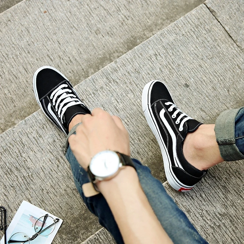 2019 Spring Canvas Lace-up Men Casual Flat Male Footwear Fashion Patchwork Leisure Breathable Teenager Shoes | Обувь