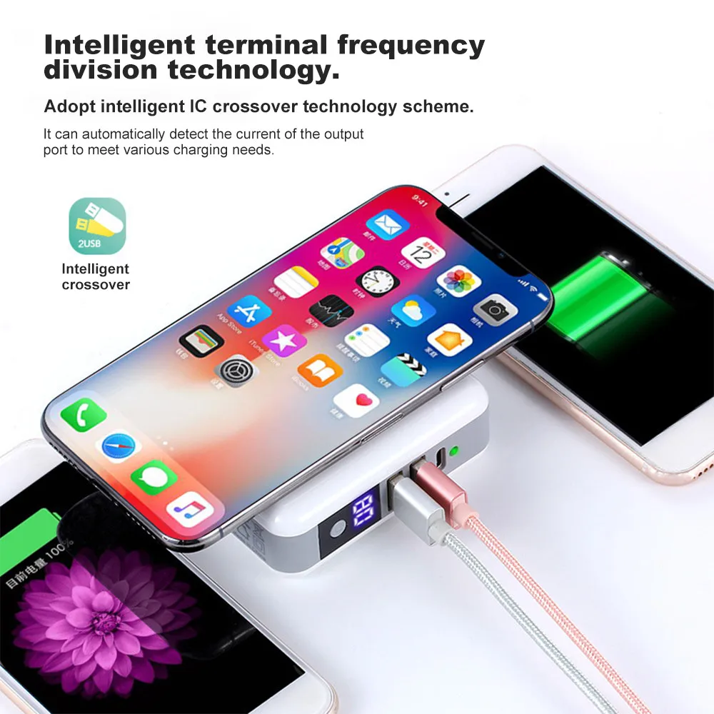 6700 мАч Беспроводное зарядное устройство Power Bank для iPhone Xiaomi переносной дорожная