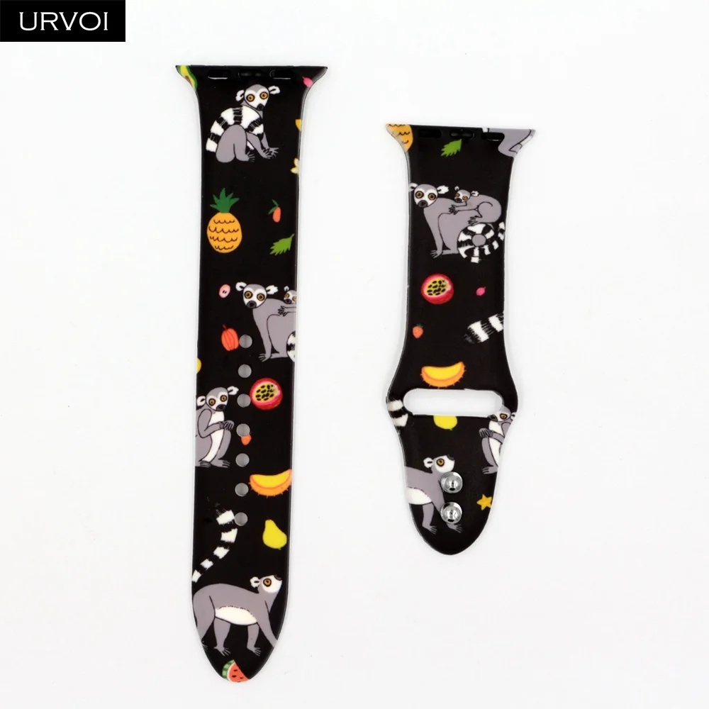 Style S URVOI спортивный ремешок для Apple Watch series 54 3 2 1 граффити живопись силиконовый ремешок для iWatch разноцветные адаптеры Фламинго Леопард - Цвет ремешка: Style S