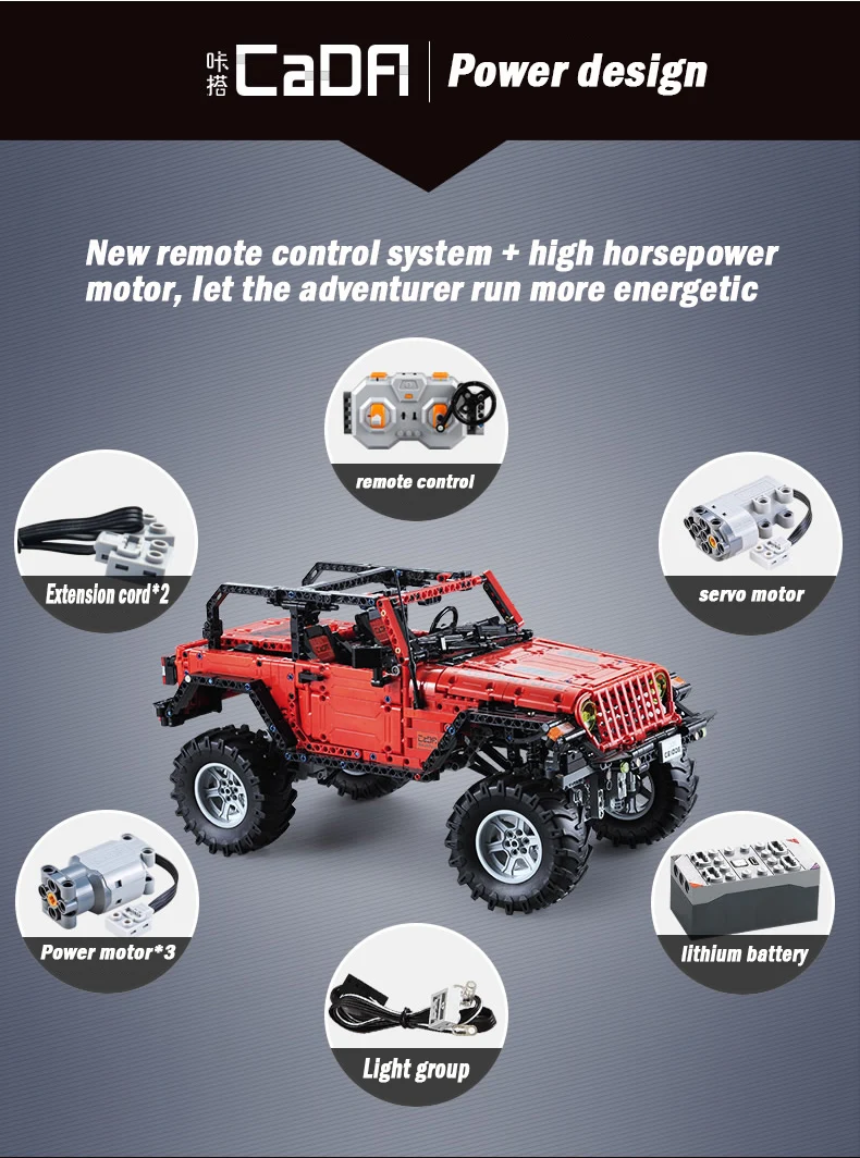 Cada пульт дистанционного управления 2,4G Adventurer Car 1941pcs Technic battery Box Motor Creator Строительные Кирпичи Блоки Игрушки для мальчиков