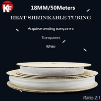 50meterslot 18mm inner diameter whitetransparent clear heat shrink tubes shrinkable tubing insulation cable sleeve