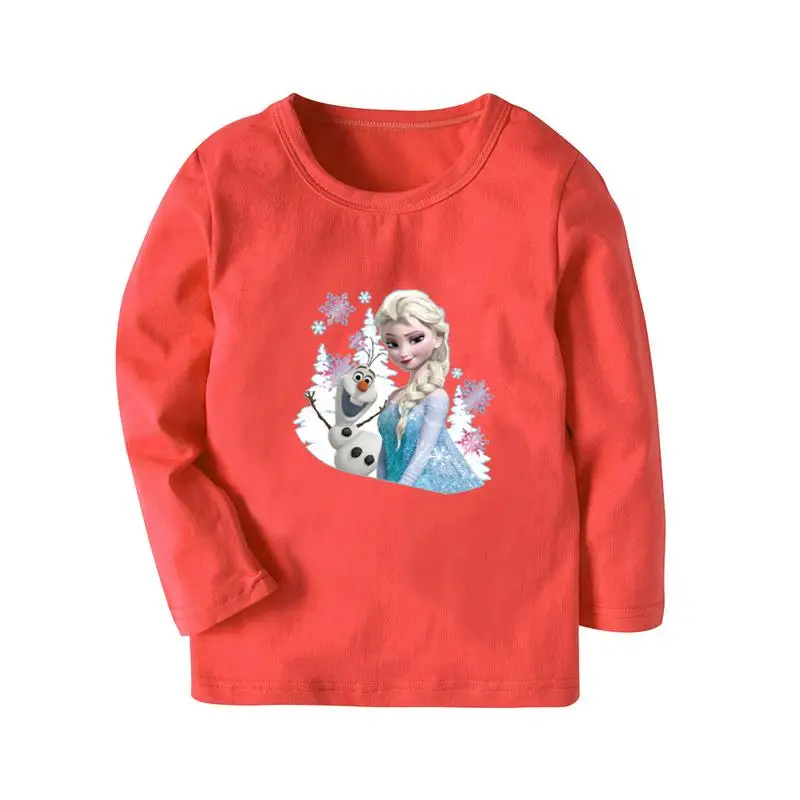 Топы для девочек Disney Frozen Elsa хлопковые свитшоты с длинными рукавами детские