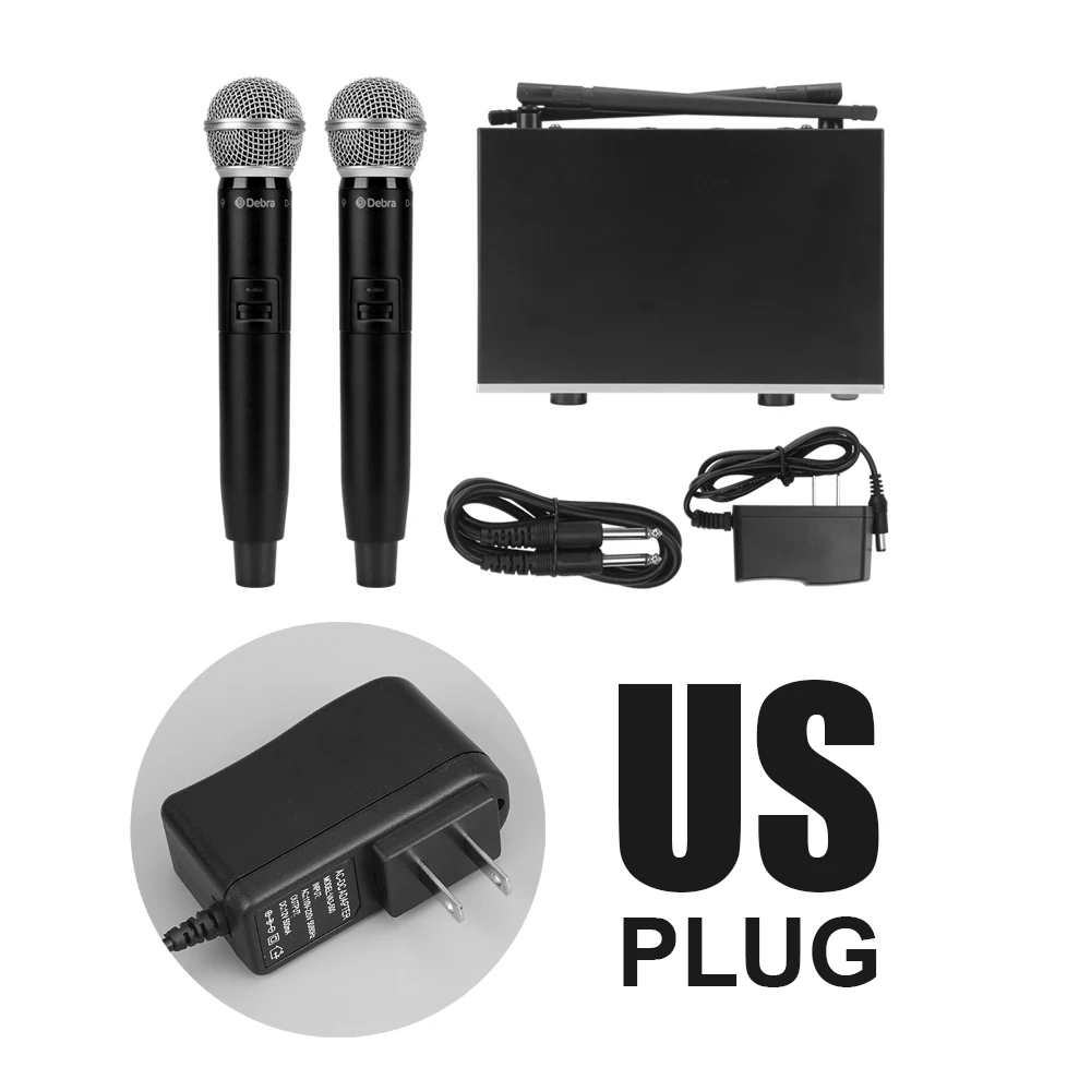 US 2Handheld Debra Audio D-120 2Channel with Handheld or Lavalier&Headset Mic UHF Wireless Microphone System with XLR for karaoke sing speech - Цвет: US 2Handheld